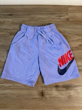 Nike Lavender Athletic Logo Shorts with Red and Black Accents